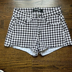 Express high-rise black-and-white checkered shorts size 0 casual walking, travel